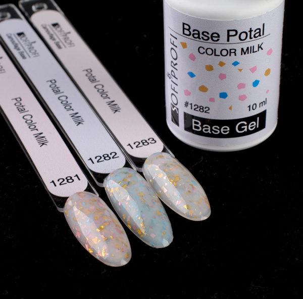 База для ногтей c полупрозрачной поталью Sofiprofi Base Potal Color Milk, 10 мл